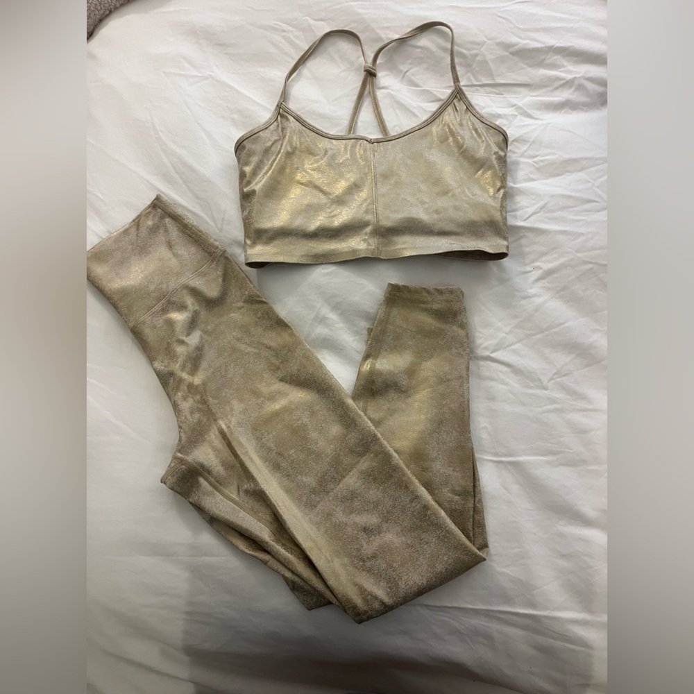 Carbon38 gold shimmery workout set